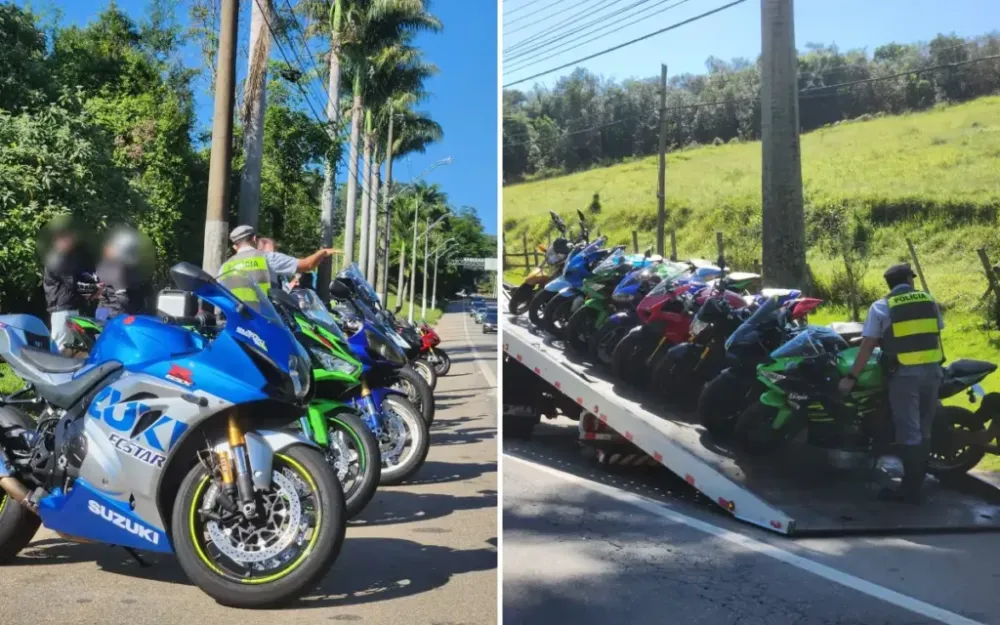 Polícia Rodoviária apreende motocicletas com pneus carecas e dispositivos anti-radar durante feriado