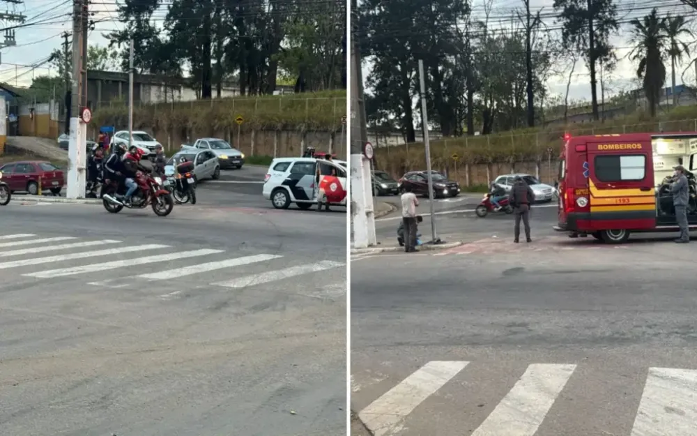 Colisão entre moto e caminhonete deixa motociclista ferido em Bragança Paulista