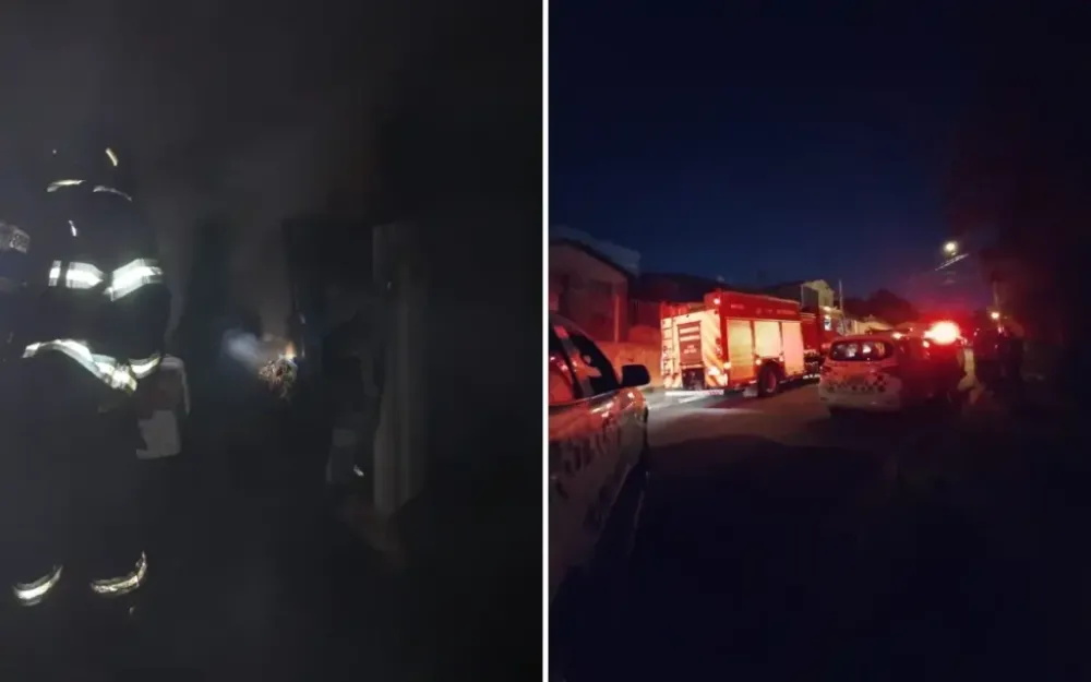 Homem coloca fogo em residência com esposa e filhos; Populares impedem tragédia