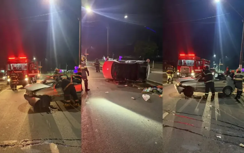 Veículo tomba após colisão e deixa quatro feridos em Bragança Paulista