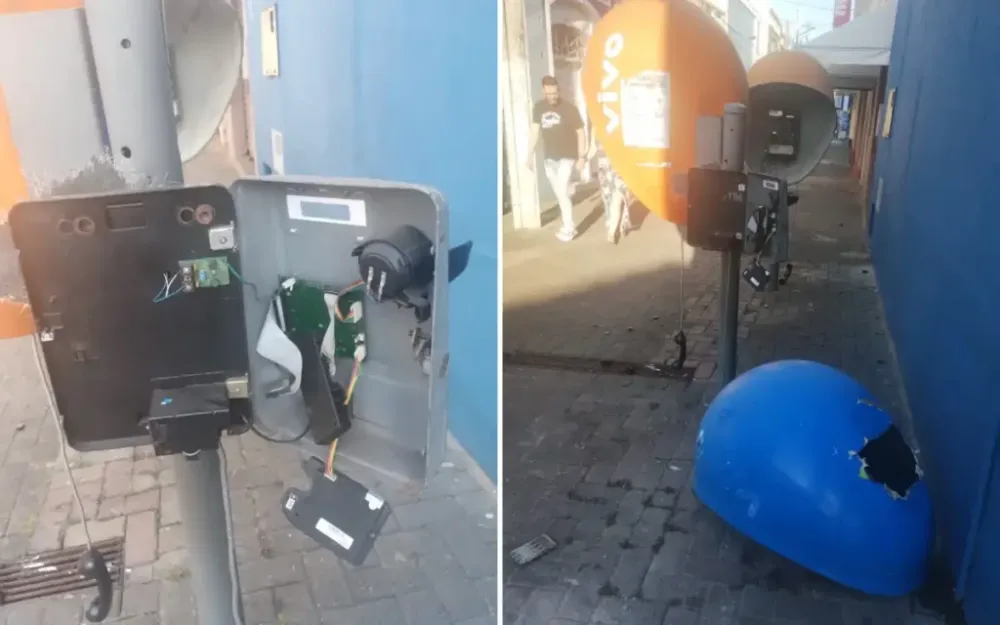 Vândalo destrói orelhão e acaba capturado pela GCM em Bragança Paulista
