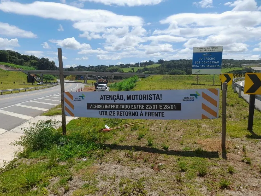 Acesso à Perimetral de Itatiba é interditado para obras até dia 28