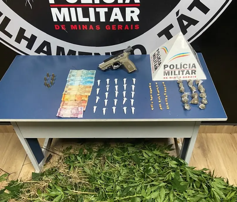 Sabará – Polícia Militar apreende PT 9mm e 257 pés de maconha